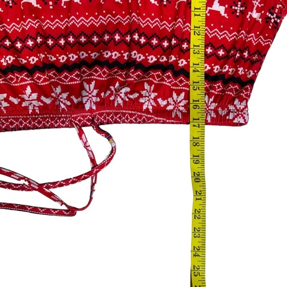 Christmas Crop Top Holiday Tee Blouse Shirt Long Sleeve Stretchy Red White 1XL - Picture 11 of 16
